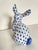 Mid-Century Modern Vintage Andrea by Sadek Hand-Painted Blue Fishnet Easter Bunny Porcelain Figurine For Sale - Image 3 of 4