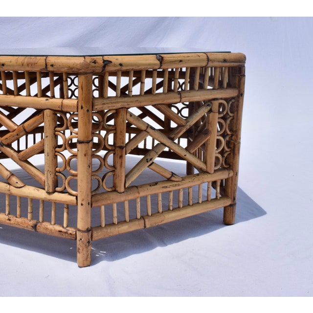 Wood English Tortoise Bamboo and Cane Hexagon Coffee Table For Sale - Image 7 of 9