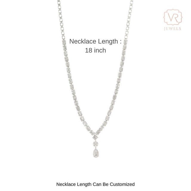 Luxury 6.24 Carat Diamond Tennis Y Necklace in 18k White Gold For Sale - Image 11 of 16