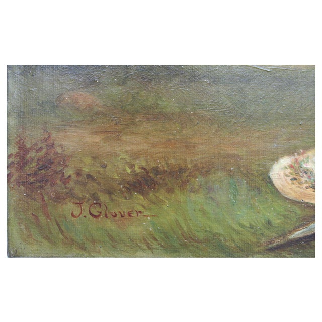 Figurative Woman by the Lake - Late 19th Century Figurative Landscape by J. Glover For Sale - Image 3 of 4