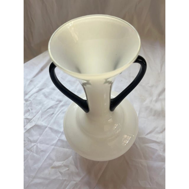 Art Deco 1920s Art Deco Czech White and Black Glass Vase For Sale - Image 3 of 5