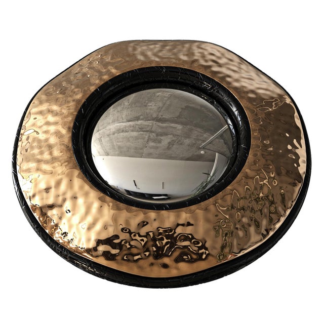"Capriccio" Convex Wall Mirror With Bronze, Handmade For Sale In Los Angeles - Image 6 of 7
