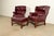English Hancock & Moore Chippendale Wingback Leather Lounge Chairs With Ottoman For Sale - Image 3 of 15