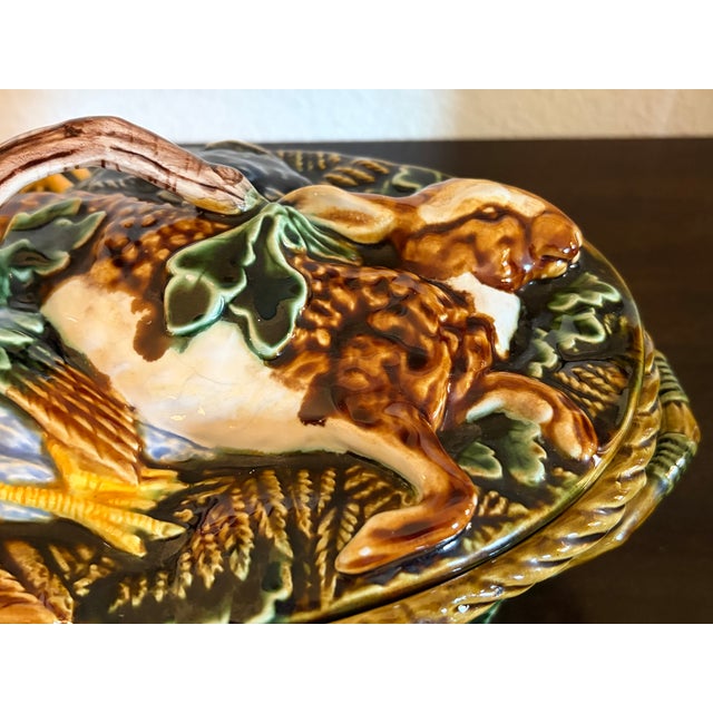 1910s Minton Style Majolica Game Pie Tureen Manufactured in Lisbon For Sale - Image 4 of 15