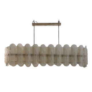 Mid-Century Rectangular Champagne Colored Chandelier in Murano Glass, 2000s For Sale