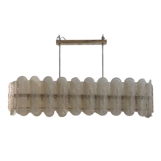 Mid-Century Rectangular Champagne Colored Chandelier in Murano Glass, 2000s For Sale