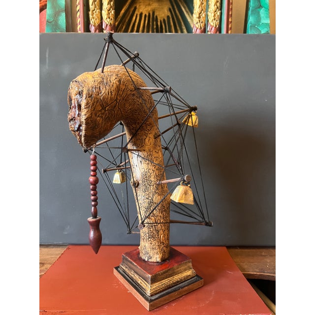 Black Vintage Rare Handmade Esoteric Divination Statue With Question and Answer Pendulum. For Sale - Image 8 of 10