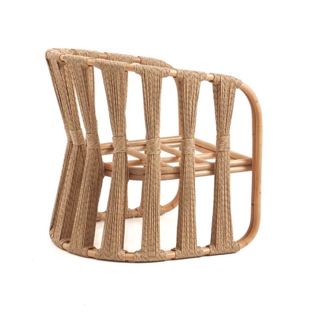 Ropes Attached Rattan Lounge Chair, With White Sofa Cushions Chairish