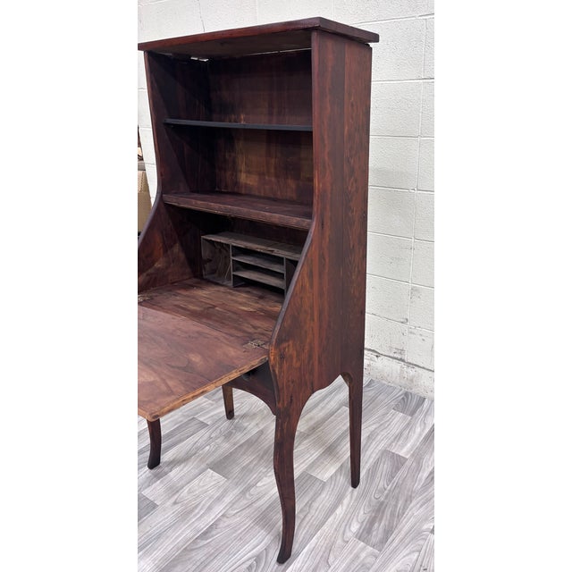 Wood Antique 19th Century Primitive Country Secretary Desk and Bookcase For Sale - Image 7 of 10