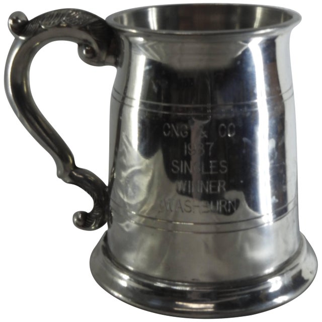 Sheffield England Classic Engraved Pewter Tankard For Sale - Image 11 of 11