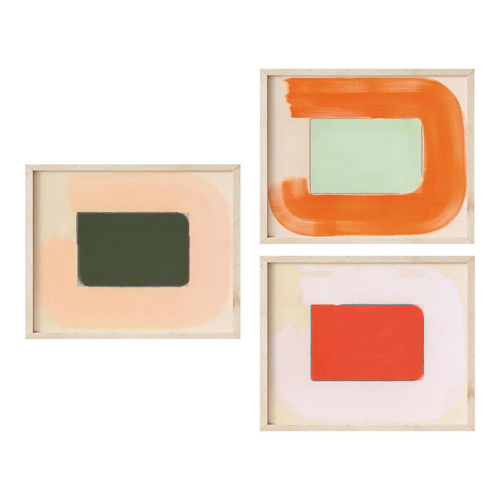 Bold Abstract Color Field Art Prints, Set of 3, 16 X 20 Prints, Wood