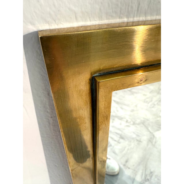 Italian Mid-Century Italian Rectangular Mirror With Brass Frame For Sale - Image 3 of 7