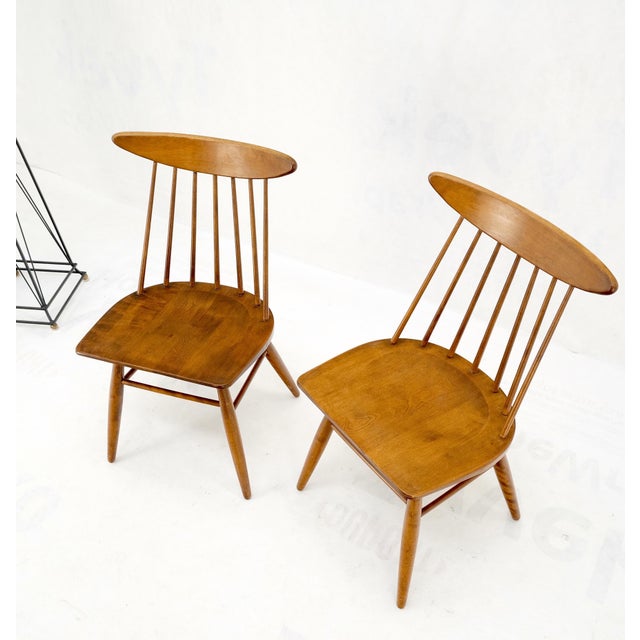 Conant Ball Pair of Mid-Century Modern Solid Maple Conant Ball Russel Right Sid Chairs Mint! For Sale - Image 4 of 16