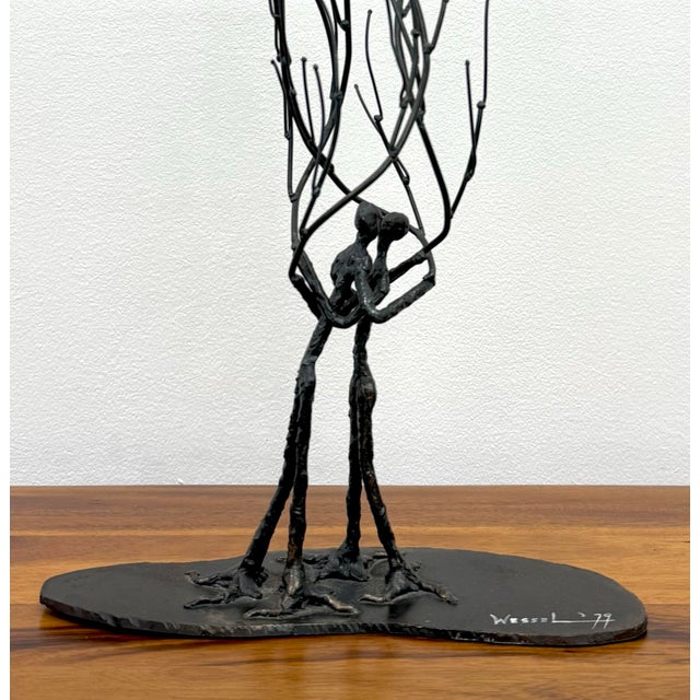 Vintage Signed Brutalist Welded Metal Sculpture Signed & Dated 1979 For Sale - Image 4 of 6