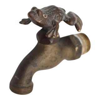 Vintage Style Frog Brass Garden Water Spigot For Sale