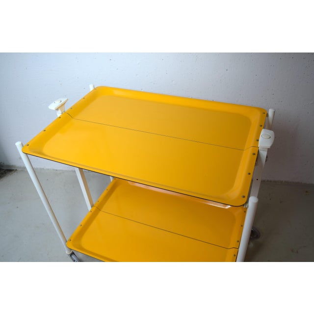 Mid-Century Modern Vintage Space Age Serving Trolley Table in Yellow, 1970s For Sale - Image 3 of 7