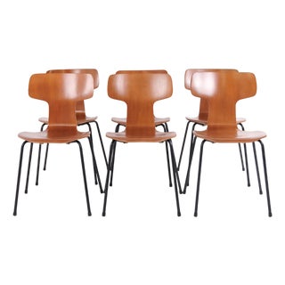 Model 3103 Dining T-Chairs by Arne Jacobsen for Fritz Hansen, 1980s, Set of 6 For Sale