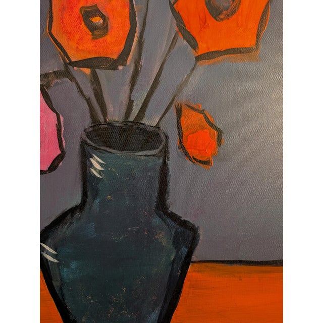Abstract Vibrant Flowers! 24x30" Oil on Canvas For Sale - Image 3 of 6