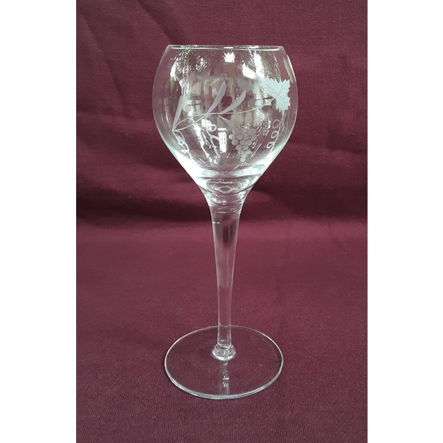 Toscany Hand Blown Etched Crystal Wine Decanter & 6 Balloon Goblet