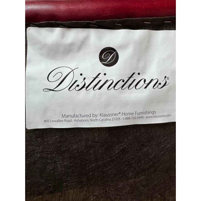 Oxblood Red Vintage Chesterfield "Man and a Half" Leather Chair and Matching Ottoman, Meticulously Handcrafted by Distinction Furniture of North Carolina. For Sale - Image 8 of 9