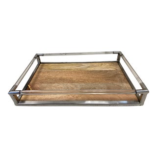 Natural Wood & Acrylic Decorative Tray For Sale