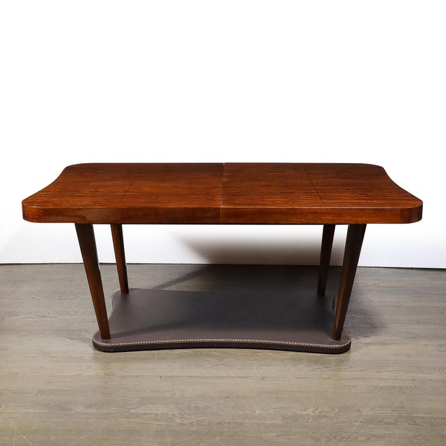 Wood Art Deco Extendable Paldao Series Walnut & Leather Dining Table by Gilbert Rohde For Sale - Image 7 of 18