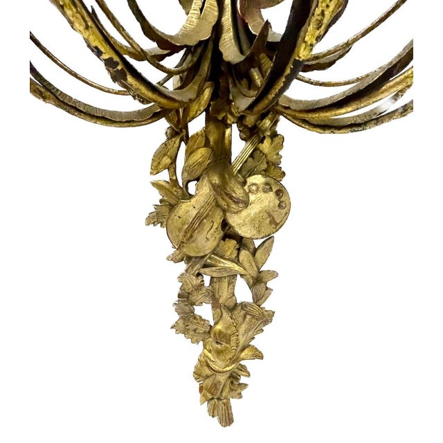 Antique Gilt Brass Ribbon & Music Wall Sconce For Sale - Image 10 of 11