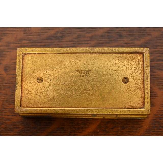 Tiffany Studios New York Zodiac Bronze Doré Stamp Box For Sale - Image 10 of 12