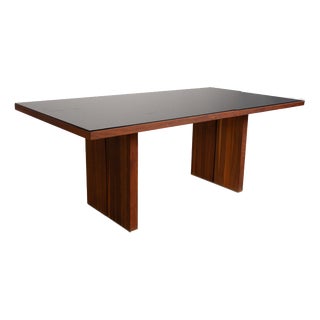 Black and Brown Dining Table in Wood and Glass by Rolf Benz For Sale