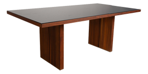 Black and Brown Dining Table in Wood and Glass by Rolf Benz
