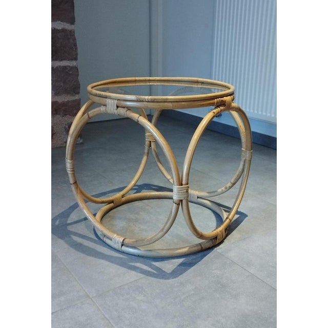 Space Age Coffee Table in Rattan, Bamboo and Glass, 1980s For Sale - Image 12 of 13