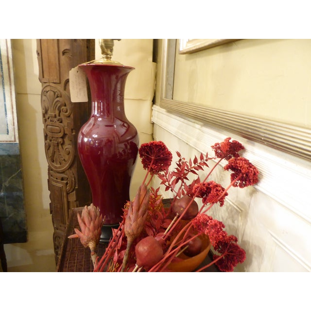 Early 20th Century Antique Japanese Oxblood Baluster Form Ceramic Lamp For Sale - Image 10 of 10