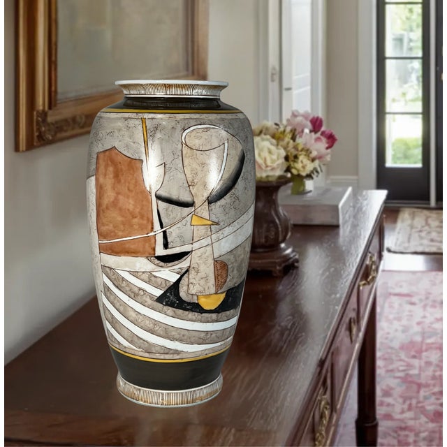 Cream Vintage Picasso Cubist Style Ceramic Vase For Sale - Image 8 of 18