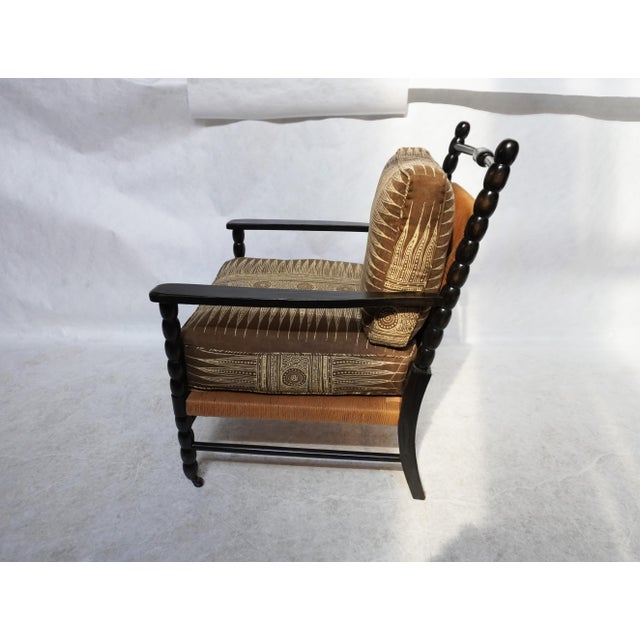2010s Nantucket Bobbin Lounge Chair Custom Upholstered in a Lee Jofa Fabric For Sale - Image 5 of 11