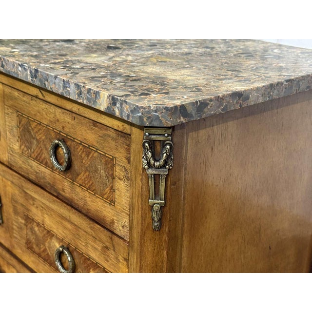 1950s Transitional Mahogany Commode with Marble Top, 1950s For Sale - Image 5 of 18