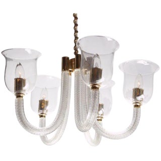 1940s Venini Five-Arm Chandelier For Sale