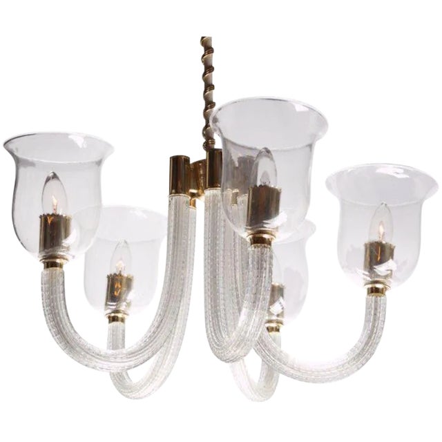 1940s Venini Five-Arm Chandelier For Sale