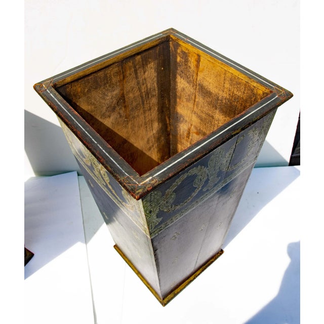 Mid 20th Century Pair Neoclassical Style Painted Wood Vases Mid Century For Sale - Image 5 of 7