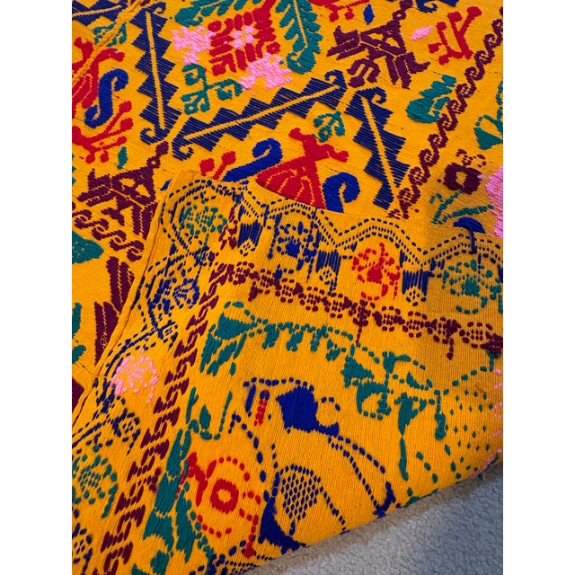 1960s-70s large colorful tangerine hand-knotted/embroidered throw, rug or spread. Excellent condition. Measures 93" x...