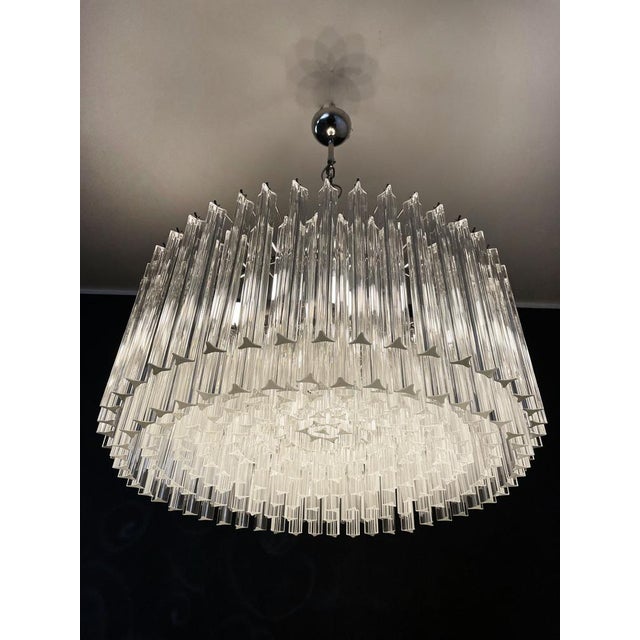 Large Triedri Murano Glass Chandelier, 1995 For Sale - Image 9 of 18