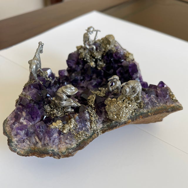 1980s Art Deco Amethyst with Sterling Silver Miners & Donkey Scene For Sale In Chicago - Image 6 of 13