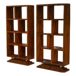 Art Deco Wooden Shelves, 1980s, Set of 2 For Sale