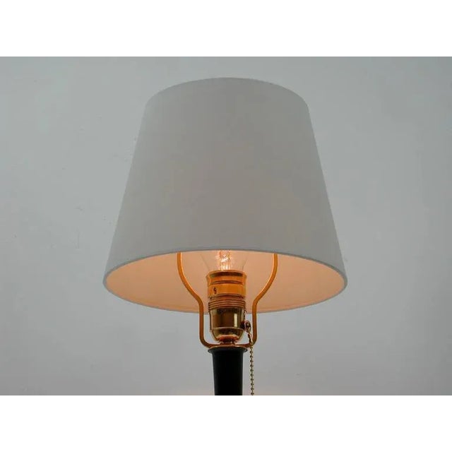 Black Mid-Century Brass and Metal Table Lamp in the Style of J.T. Kalmar For Sale - Image 8 of 10