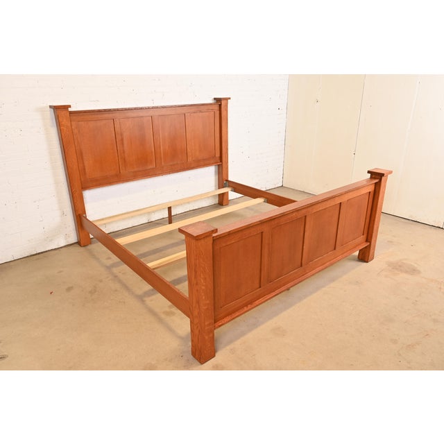 L. & J.G. Stickley, Inc. Stickley Style Mission Oak Arts & Crafts King Size Bed For Sale - Image 4 of 9