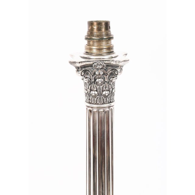 Antique Sterling Silver Corinthian Column Table Lamp from Walter Latham & Son, 1910s For Sale - Image 5 of 12