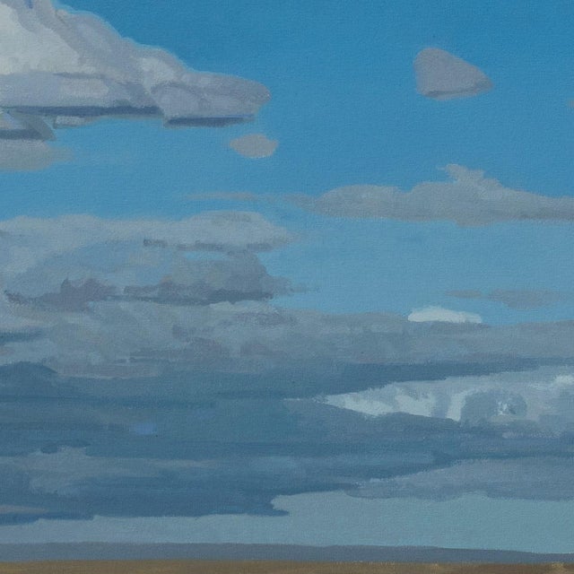 Textile Where It Gathers by Michael Magrin | Oil on Canvas Prairie Landscape With Storm Clouds For Sale - Image 7 of 14