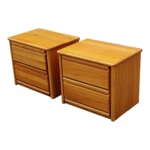 Mid 20th Century Pair of Blonde Two Drawers Nightstands