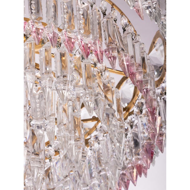 German Jewel Chandelier in Swarovski Crystal and Brass, 1960s For Sale - Image 3 of 16
