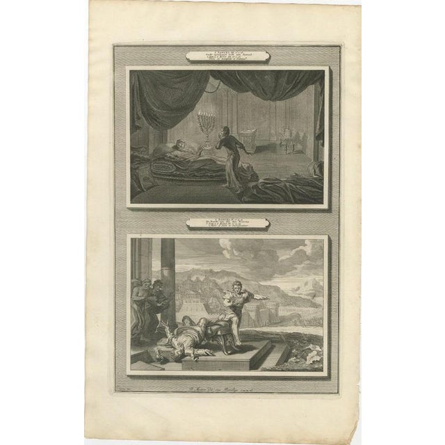 Baroque Pieter Mortier, The Calling of Samuel and the Death of Eli, 1700, Engraving For Sale - Image 3 of 12