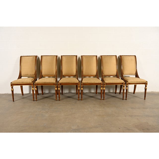 An outstanding set of six French Regency Louis XVI or Neoclassical style dining chairs By Karges Furniture USA, Circa...